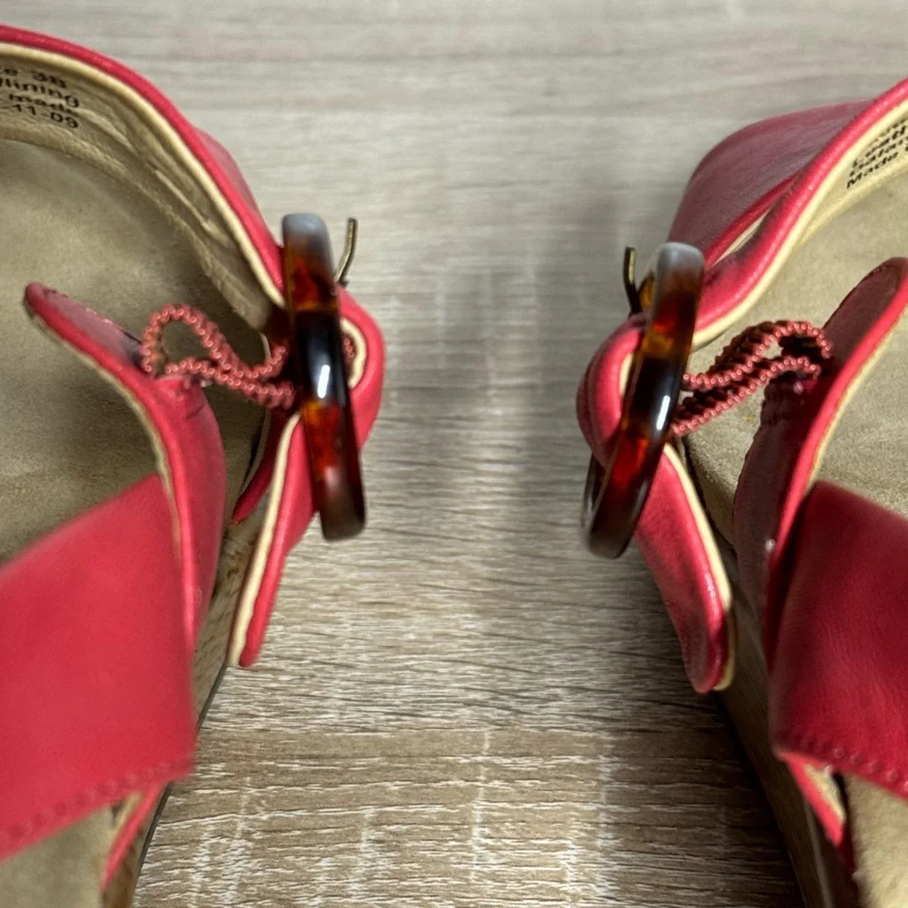 Dansko Adele Nappa Coral Leather Size 38 US 7.5 Wedge Buckle Slingback Sandals - Picture 12 of 13